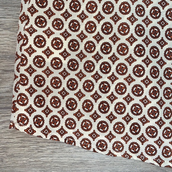 Cynthia Rowley Geometric Blouse Cream Brown M - Picture 7 of 16